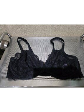 Savage X Black Sheer Lace T-shirt Bra Lingerie Underwired Women's Size 38G